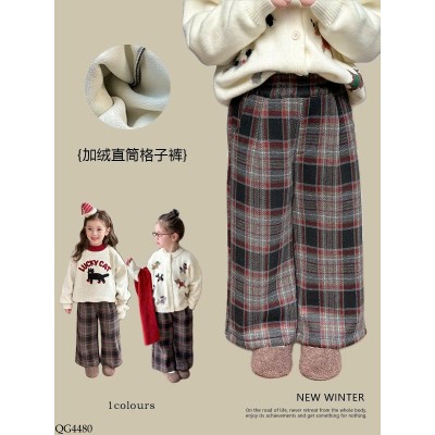 QG4480 QUẦN SUÔNG KẺ CHO BÉ GÁI HÃNG AMBBKIDS