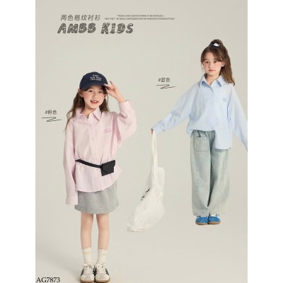 AG7873 ÁO SƠ MI DÀI TAY CHO BÉ GÁI HÃNG AMBBKIDS