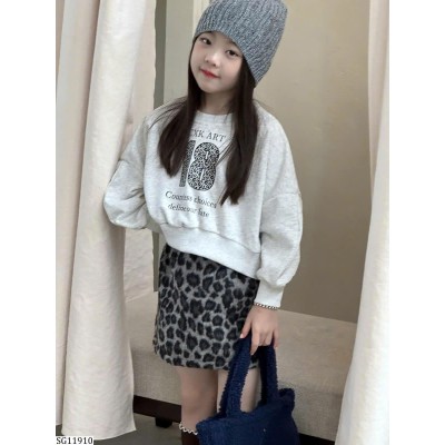 SG11910 SET ÁO NỈ MIX CHÂN VÁY DA BEO