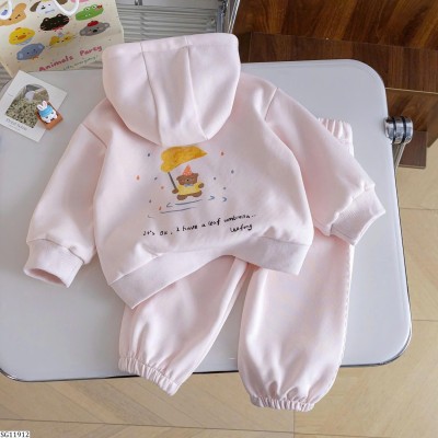 SG11912 SET ÁO KHOÁC NỈ HỒNG