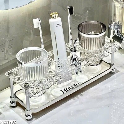 PK11282  KỆ ĐỂ BÀN CHẢI ĐÁNH RĂNG KÈM 2 CỐC