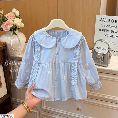AG7850 ÁO SƠ MI NƠ BABYDOLL NƠ CHO BÉ GÁI