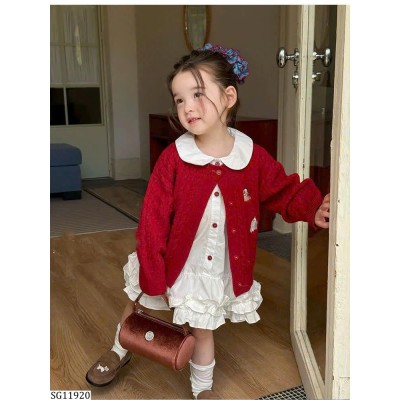 SG11920 SÉT VÁY TRẮNG + CARDIGAN ĐỎ