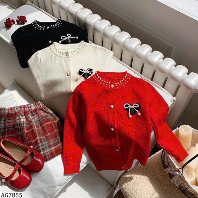 AG7855 ÁO CARDIGAN LEN PHỐI CỔ NƠ NGỌC