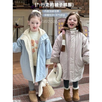 AG7863 ÁO KHOÁC LÓT LÔNG DÁNG DÀI AMBBKIDS
