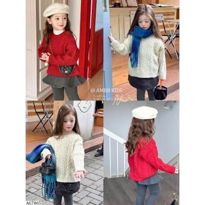 AG7865 ÁO LEN TRƠN VẶN THỪNG AMBBKIDS