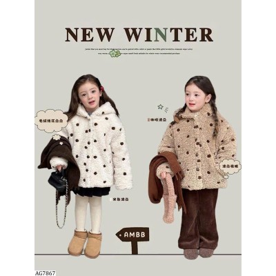 AG7867 ÁO KHOÁC LÔNG CHẤM BI AMBBKIDS