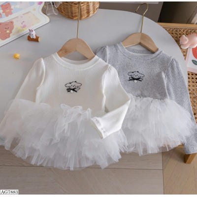 AG7883 ÁO THUN DÀI TAY VIỀN BỒNG BÉ GÁI