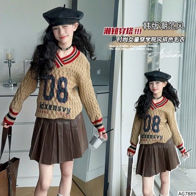AG7889 ÁO LEN CỔ TIM CHO BÉ GÁI