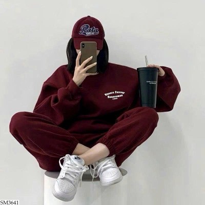 SM3641 BỘ NỈ ĐỎ NGỰC CHỮ CHO NỮ