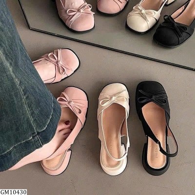 GM10430 SANDAL NỮ BÍT MŨI ĐÍNH NƠ