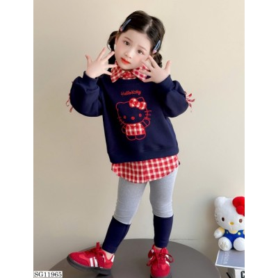 SG11965  BỘ NỈ PHỐI HỌA TIẾT HELLO KITTY CHO BÉ