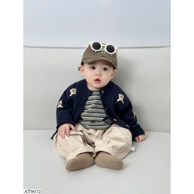 AT9072  ÁO KHOÁC CARDIGAN HỌA TIẾT GẤU CHO BÉ