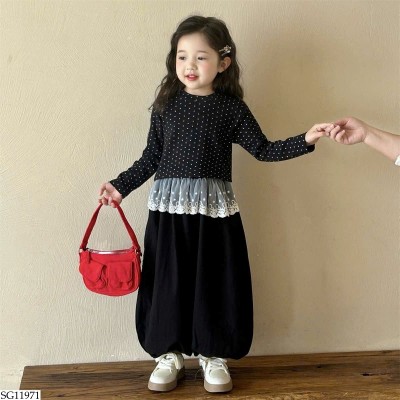 SG11971 SET ÁO CHẤM BI PHỐI QUẦN CHO BG