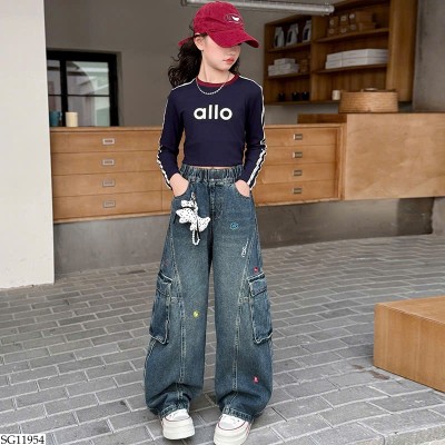 SG11954 SET ÁO CRT MIX QUẦN JEAN TÚI HỘP BG