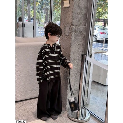 ST6487 SET ÁO KẺ MIX QUẦN ỐNG RỘNG TAIRU