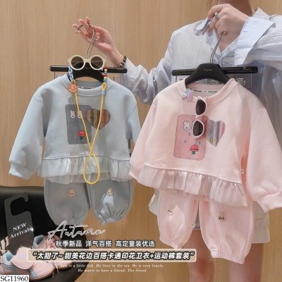 SG11960 BỘ NỈ THỎ TRÁI TIM CHO BÉ