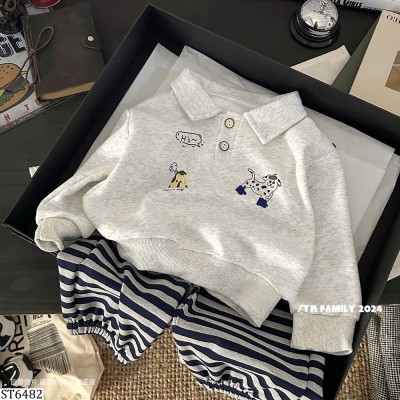 ST6482 SET POLO NỈ QUẦN KẺ