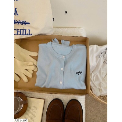 AM14497  ÁO LEN CARDIGAN THÊU NƠ NỮ
