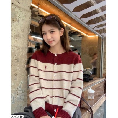 AM14480 ÁO CARDIGAN KẺ THÊU NGỰA