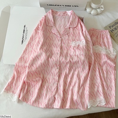 SM3664 BỘ PIJAMA DÀI TAY PHỐI REN