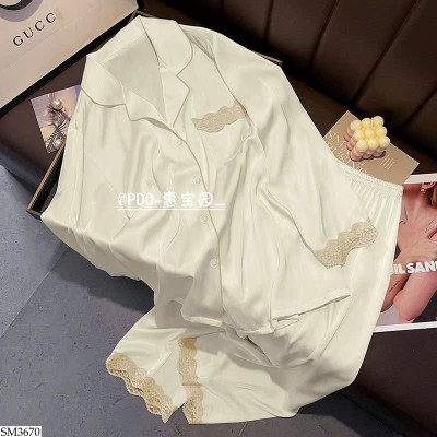 SM3670 BỘ PIJAMA LỤA PHỐI REN NỮ