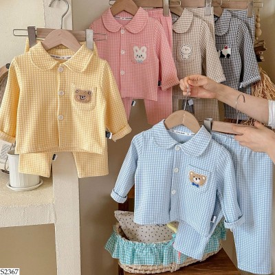 S2367 BỘ PIJAMA HOẠT HÌNH KẺ CARO