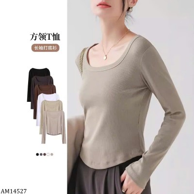 AM14527  ÁO THUN DÀI TAY CỔ VUÔNG