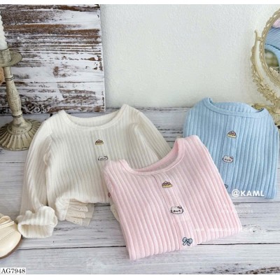 AG7948  ÁO LEN CARDIGAN HỌA TIẾT THÊU BÉ GÁI