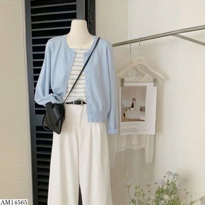 AM14565  ÁO CARDIGAN LEN GIẢ 2 MẢNH