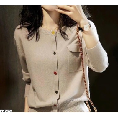 AM14559 ÁO LEN CARDIGAN NÚT ĐA SẮC