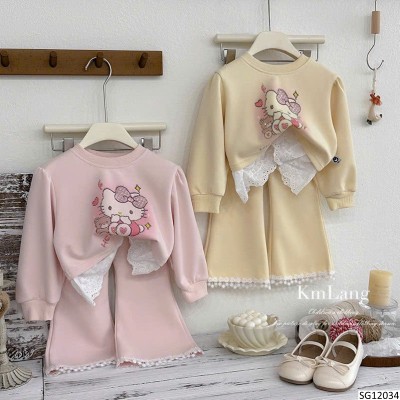 SG12034 SET ÁO HELLO KITTY MIX QUẦN ỐNG LOE BG
