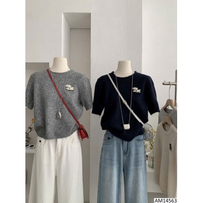AM14563 ÁO CROPTOP LEN THÊU LOGO CÚN