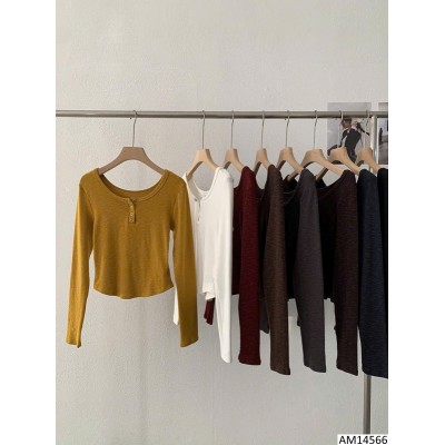 AM14566 ÁO THUN XƯỚC RÚT EO CỔ TRÒN