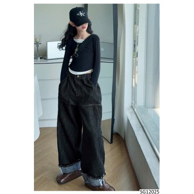 SG12025 SET ÁO GIẢ 2 MẢNH MIX QUẦN JEAN ỐNG RỘNG