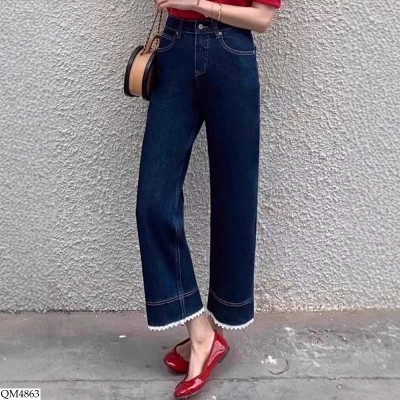 QM4863 QUẦN JEAN ỐNG ĐỨNG GẤU REN