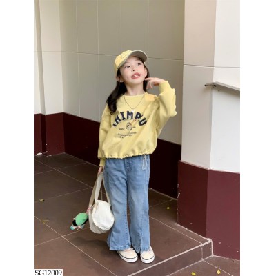 SG12009 SET ÁO NỈ MIX QUẦN JEAN ỐNG LOE BG