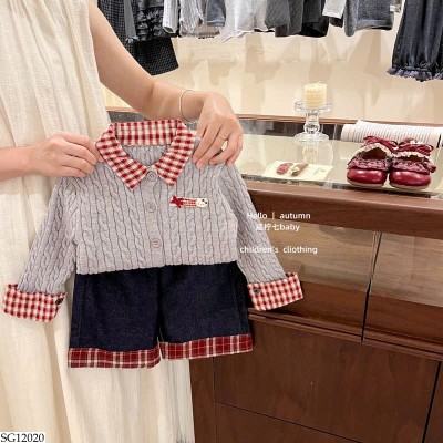 SG12020 SET ÁO CARDIGAN MIX QUẦN JEAN PHỐI KẺ BG