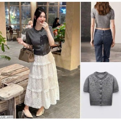 AM14608 ÁO LEN CỘC TAY ĐÍNH ĐÁ KASLEAD