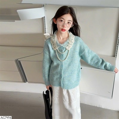AG7954 ÁO LEN CARDIGAN CỔ REN BG