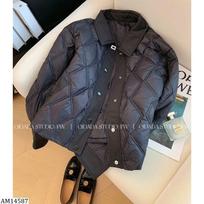 AM14587 ÁO KHOÁC TRẦN TRÁM CỔ BẺ