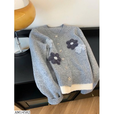 AM14582 ÁO LEN CARDIGAN ĐÍNH HOA