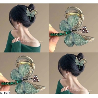 KT1693   KẸP TÓC BƯỚM THÊU TAY PHA LÊ