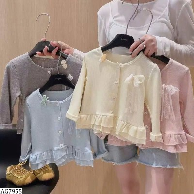 AG7955 ÁO CARDIGAN NƠ MỎNG BG