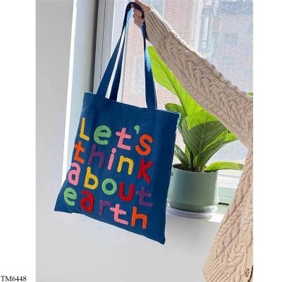 TM6448 TÚI VẢI TOTE HỌA TIẾT CHỮ