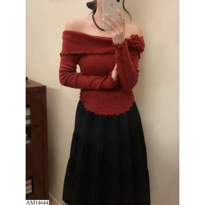 AM14644 ÁO LEN HOA TRỄ VAI NỮ ANNA