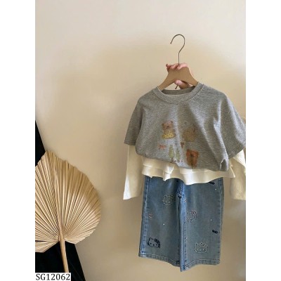 SG12062 SET ÁO THUN MIX QUẦN JEAN KITTY