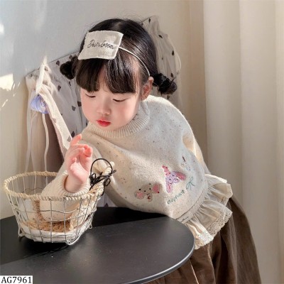 AG7961 ÁO LEN VIỀN BÈO CHO BÉ