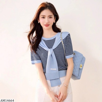 AM14664 ÁO DỆT KIM KÈM KHĂN