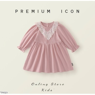 V8523 VÁY DÀI TAY PHỐI REN CHO BÉ HÃNG PREMIUM ICON